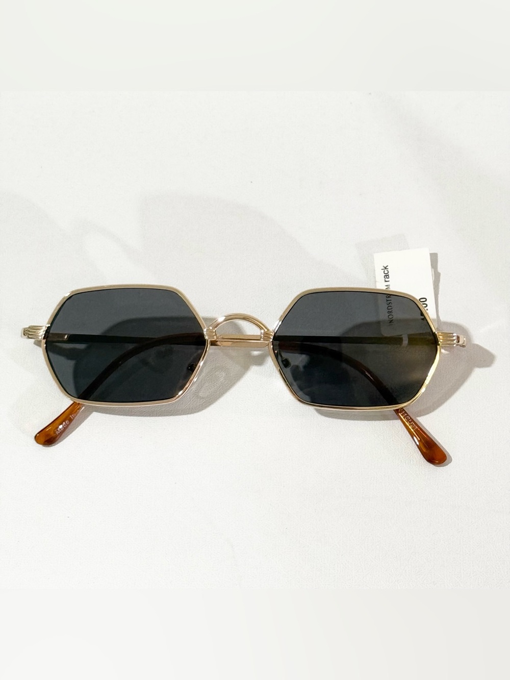 Gold Frame Black Lens Geometric Sunglasses